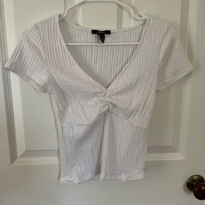 White forever 21 ruched V neck top